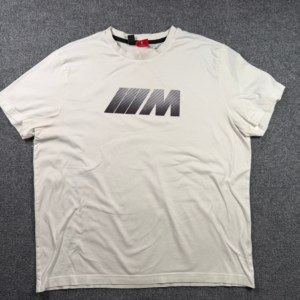 Puma BMW M Motorsport T-Shirt Mens XL White Carbon Fiber Logo Graphic Tee
